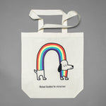 Große Stofftasche mit Regenbogen-Dackel-Print für den Tierschutz
